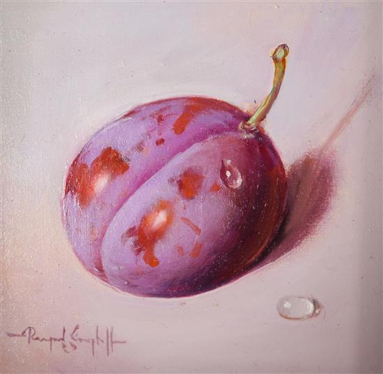 Raymond Campbell (20th C.) Study of a plum 3.5 x 3.5in.